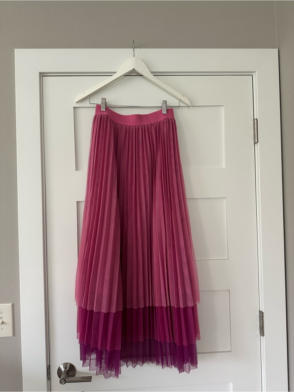 Boden Pink Pleated Tulle Midi Skirt